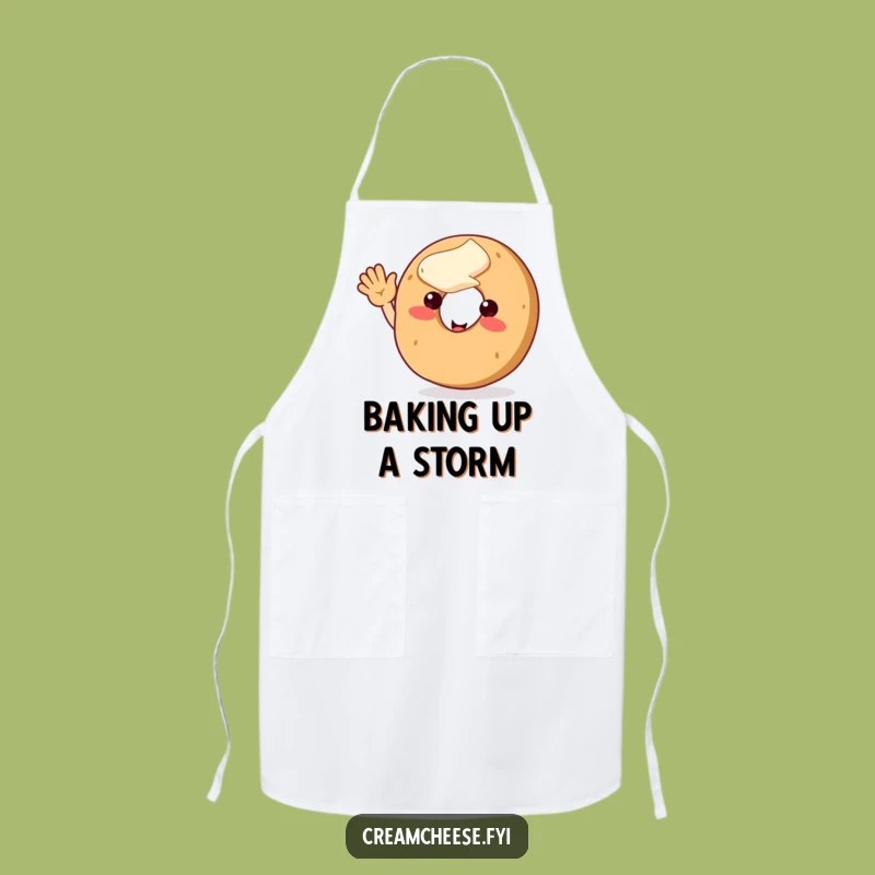 Funny Bagel Waving Kitchen Apron - Chef's Cheerful Companion Funny Gift