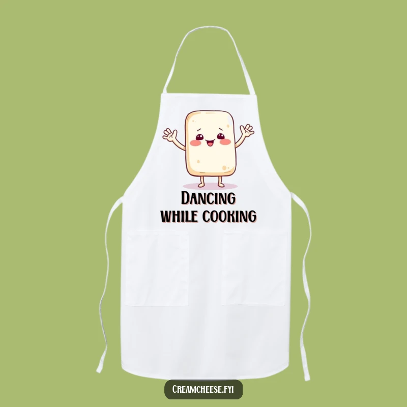 Funny Dancing Cream Cheese Bag Apron: Kitchen Cartoon Fun