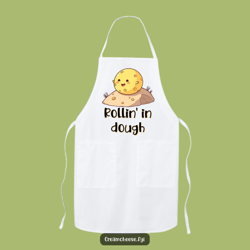 Funny Cheese Ball Apron: Chubby Roller Downhill, Practical Cheesey Kitchen Gift!