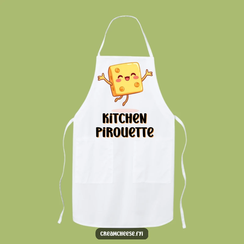 Funny Cheese Cube Apron: Joyful Pirouette Dancer, Practical Foodie Kitchen Gift!