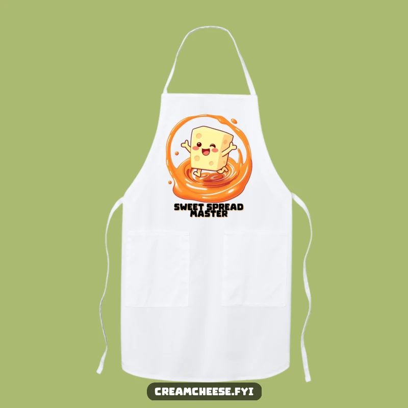 Funny Cream Cheese Jam Leap Apron: Cook with Joyful Breakfast Character