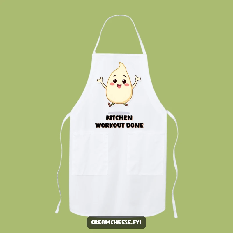 Funny Cream Cheese Dollop Apron Happy Jumping Jacks Character Kitchen