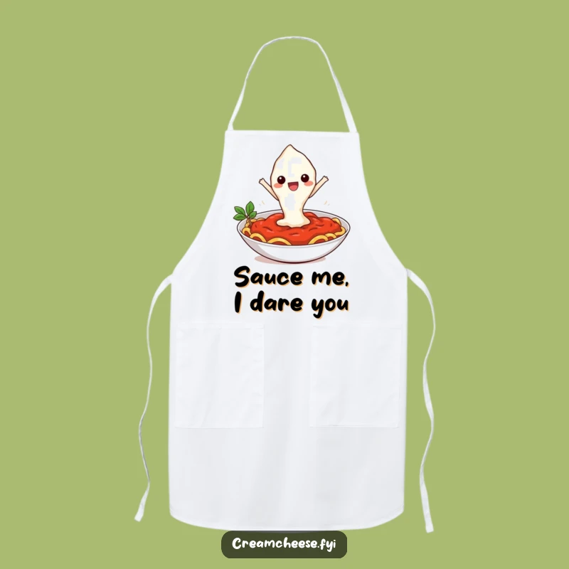 Funny Cream Cheese Pasta Leap Apron: Kitchen Cartoon Chef Gift