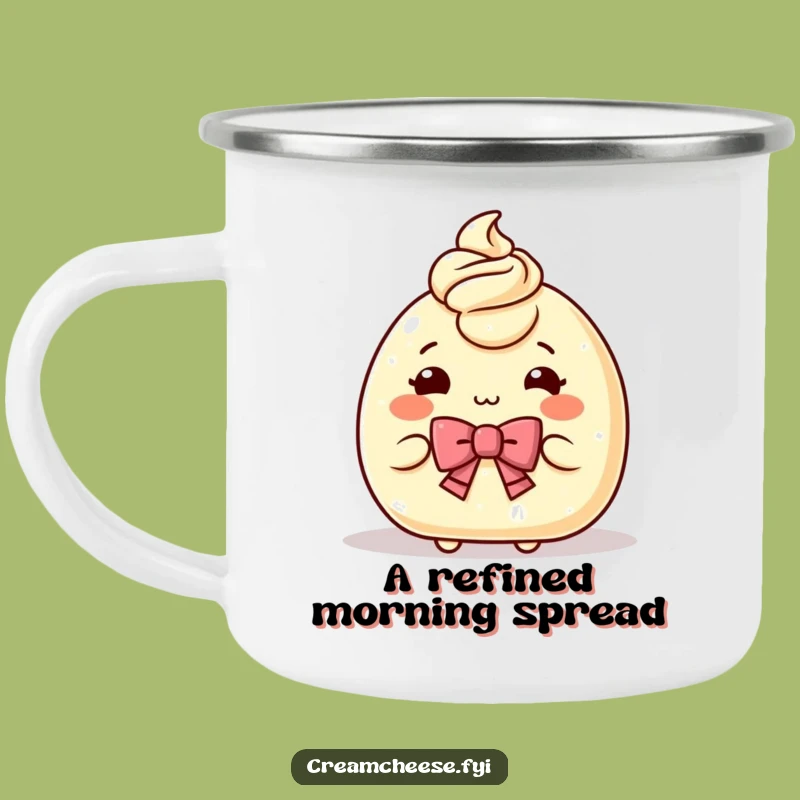 Funny Cream Cheese Bow Camping Mug: Gracious Sips by the Fire