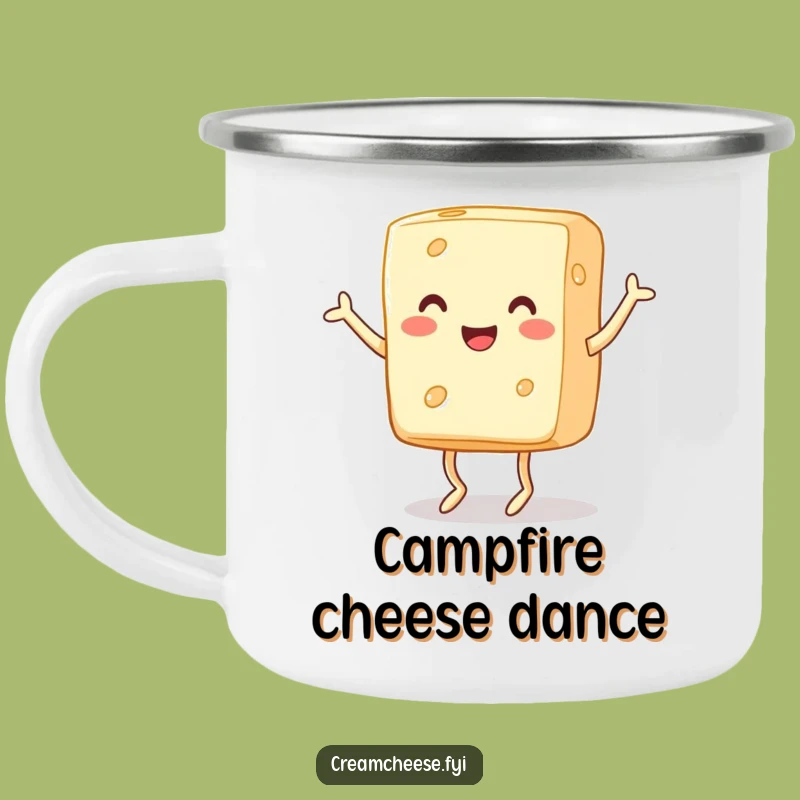 Funny Cream Cheese Camper Mug: Enjoy Drinks with Dancing Dairy, Perfect Funny Gift!