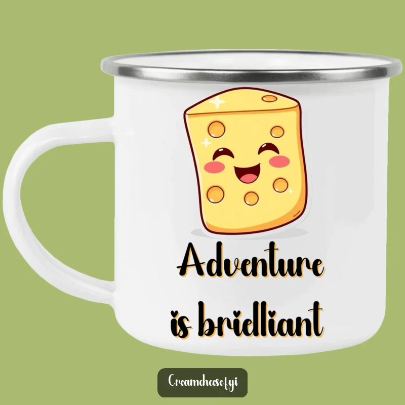Funny Winking Cheese Slice Camping Mug - Campfire Laughs with Cheesy Charm