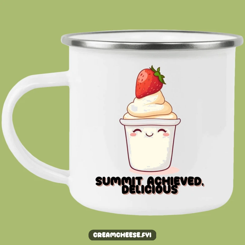 Funny Giggling Cream Cheese Camping Mug: Hilarious Sips with Berry Topping