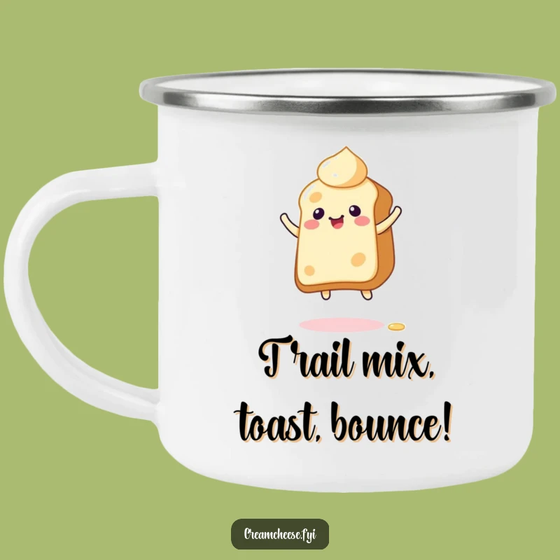 Funny Giddy Cream Cheese Toast Camping Mug: Bounce Around the Campfire