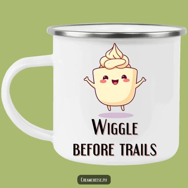 Funny Cream Cheese Wiggle Dance Camping Mug: Happy Tub Enamel Mug, Outdoor Gift