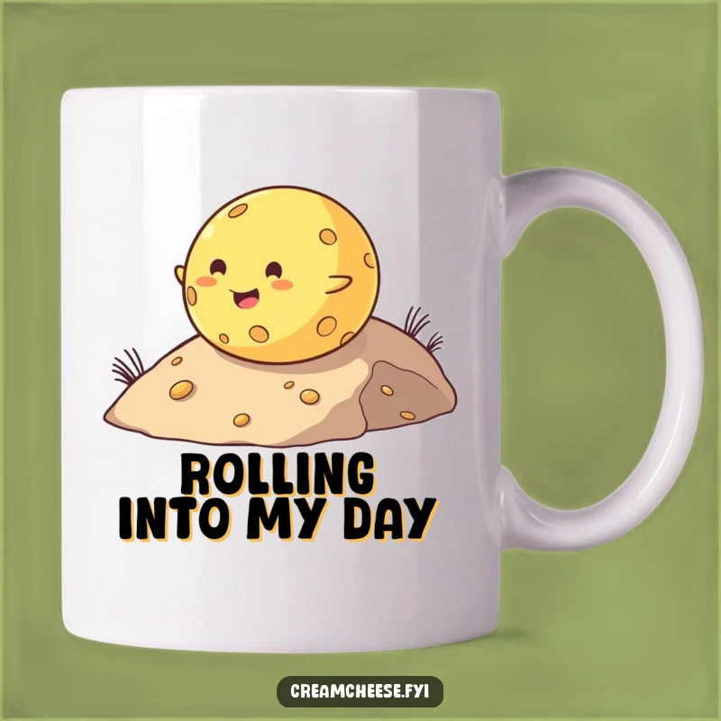 Funny Cheese Ball Mug: Chubby Roller Downhill, Hilarious Cheesey Gift Drinkware!