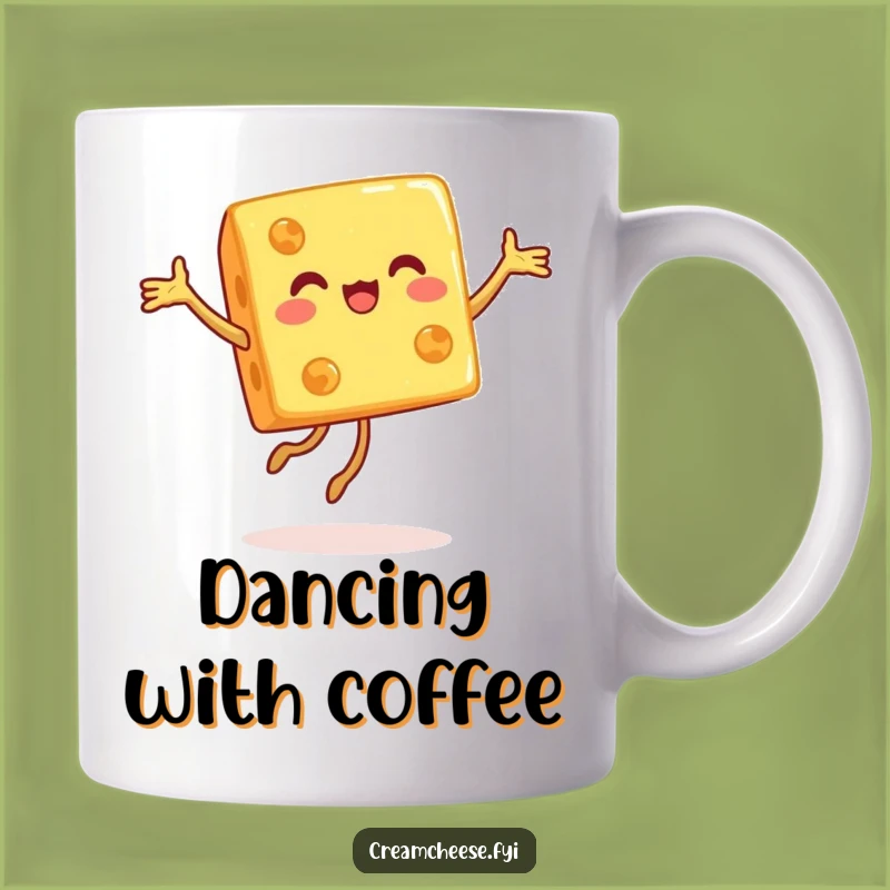 Funny Cheese Cube Mug: Joyful Pirouette Dancer, Hilarious Foodie Gift Drinkware!