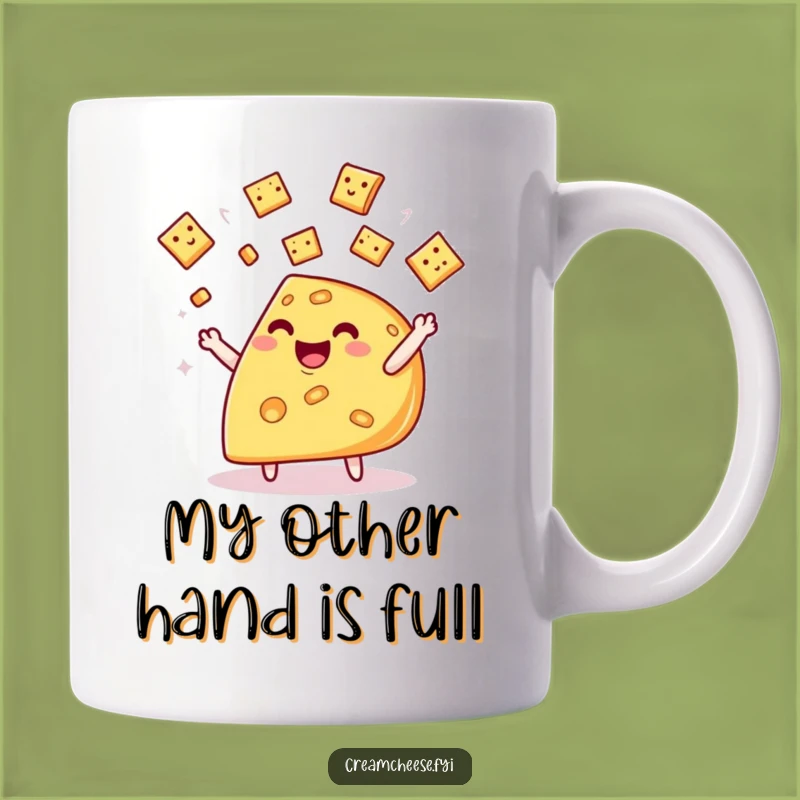 Funny Cheese Wedge Juggling Crackers Mug: Whimsical Gift for Joyful Moments