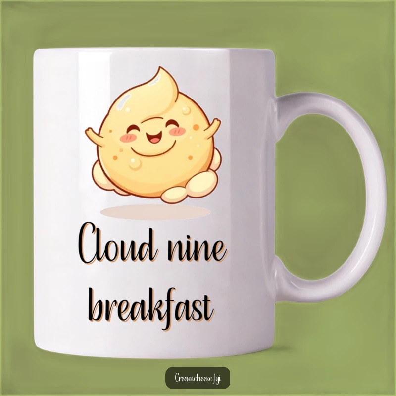 Funny Cream Cheese Blob Bagel Cloud Mug - Cheerful Bouncing Delight, Gift