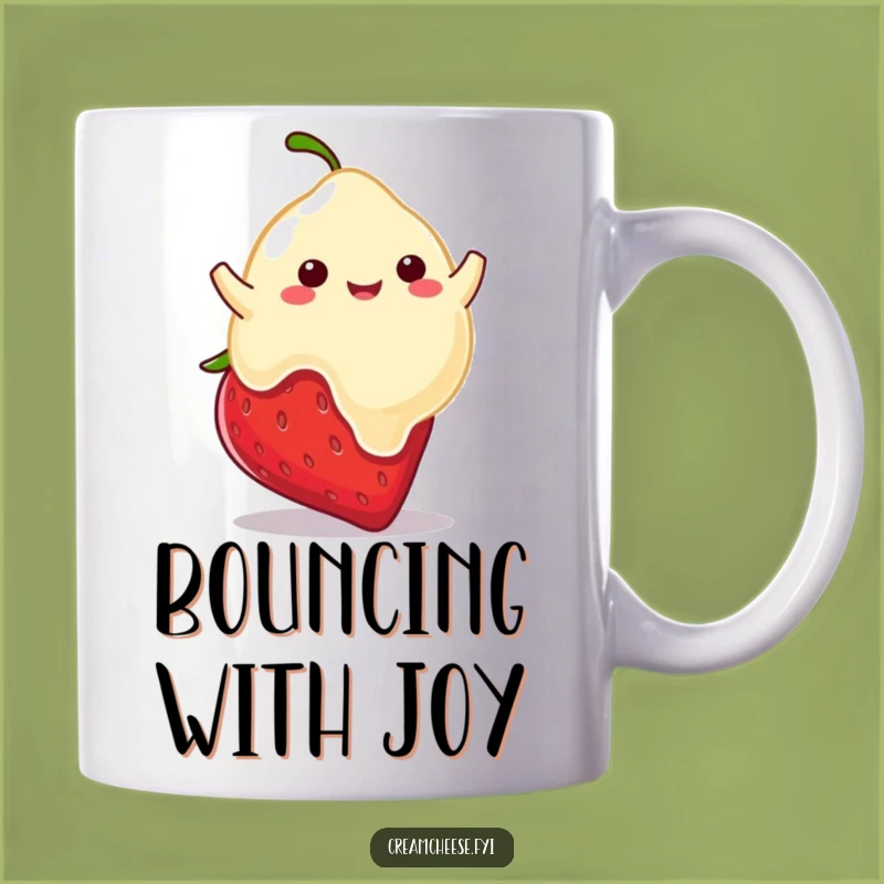 Funny Cream Cheese Blob Mug: Bouncing on Strawberry, Sweet & Hilarious Gift