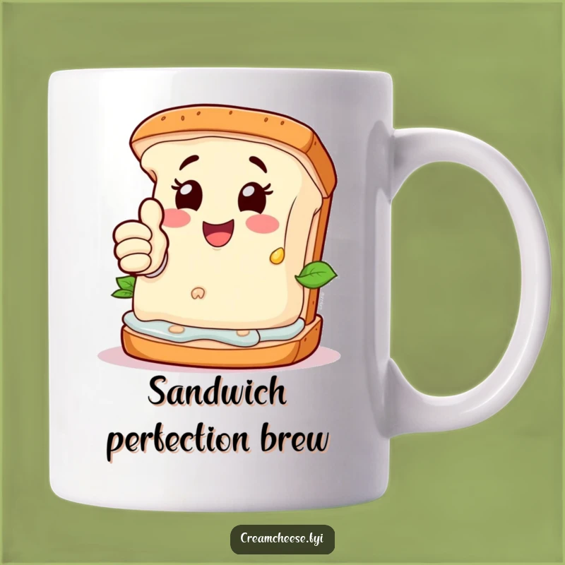 Funny Cream Cheese Sandwich Mug: Happy Character Approval - Perfect Foodie Gift