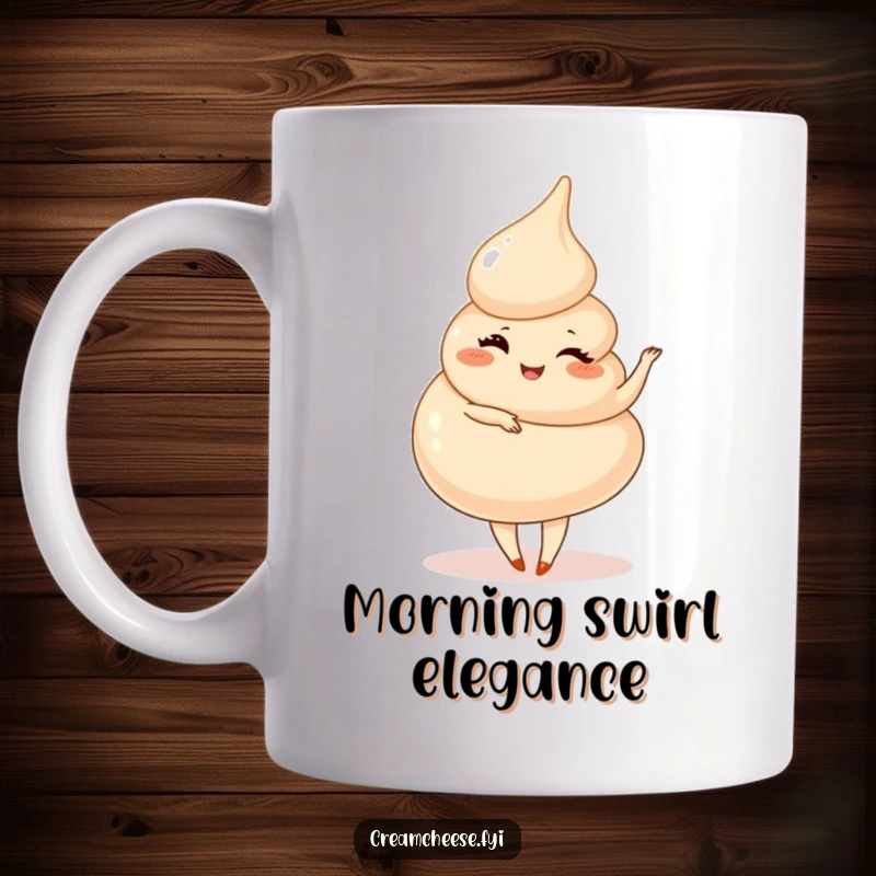 Funny Cream Cheese Swirl Mug: A playful cream cheese swirl winks and performs a smooth pirouette, a graceful design.