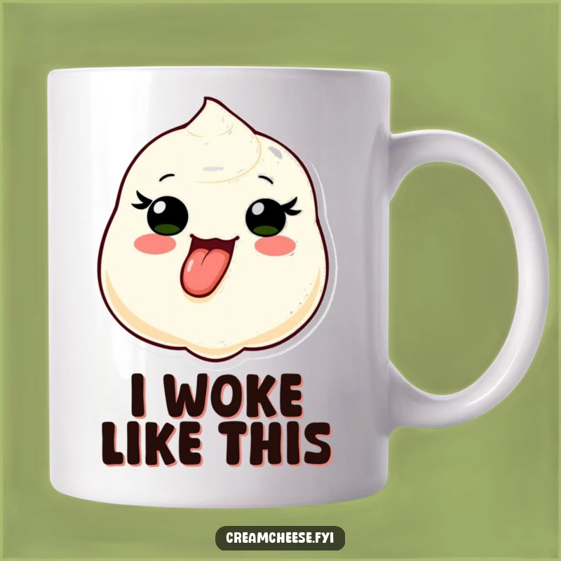 Funny Cream Cheese Tongue Out Mug: Playful Dollop Character Gift
