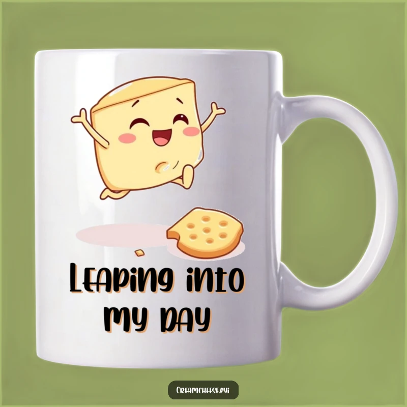 Funny Cream Cheese Wedge Jumping Cracker Mug - Hilarious Foodie Gift for Breakfast Lovers