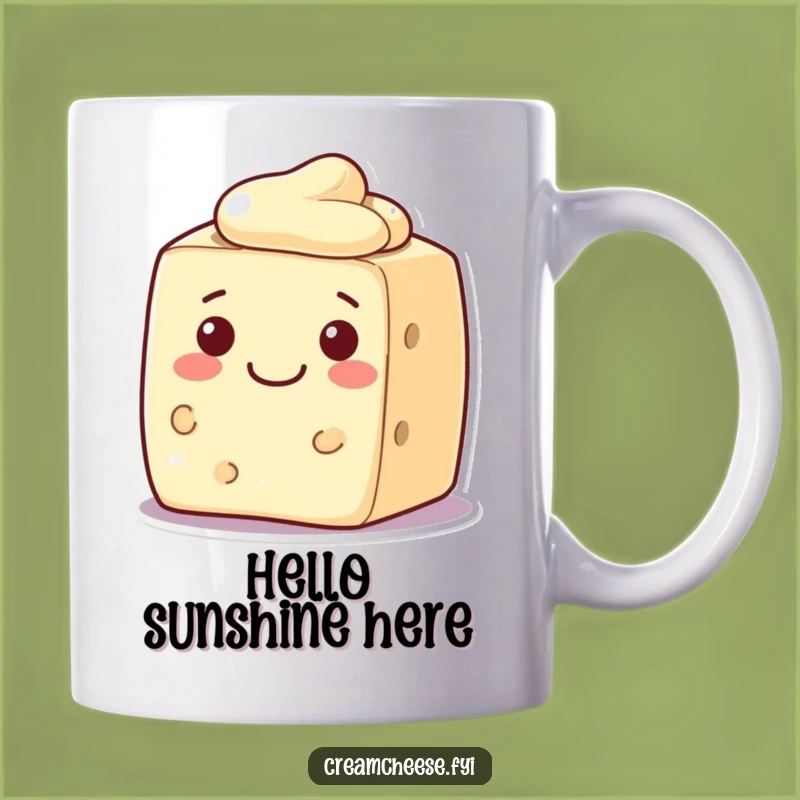 Funny Cream Cheese Block Mug Welcoming Smile Character Perfect Gift