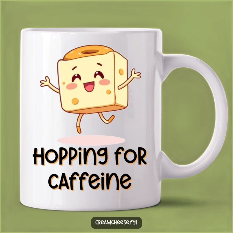 Funny Cream Cheese & Bagel Hop Mug: Energetic Cube Dance, Perfect Funny Breakfast Gift