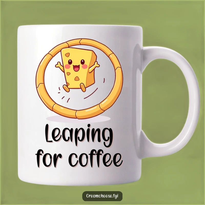 Funny Cheese Wedge Mug: Breadstick Hoop Leap, Hilarious Snack Gift Drinkware!