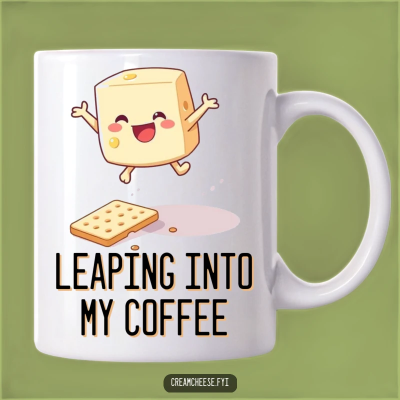 Funny Cream Cheese Leap Mug: Overcoming Obstacles Joyfully Gift