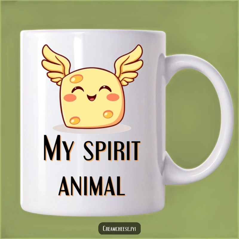 Funny Flying Cheese Mug: Grinning Winged Dairy Delight Gift