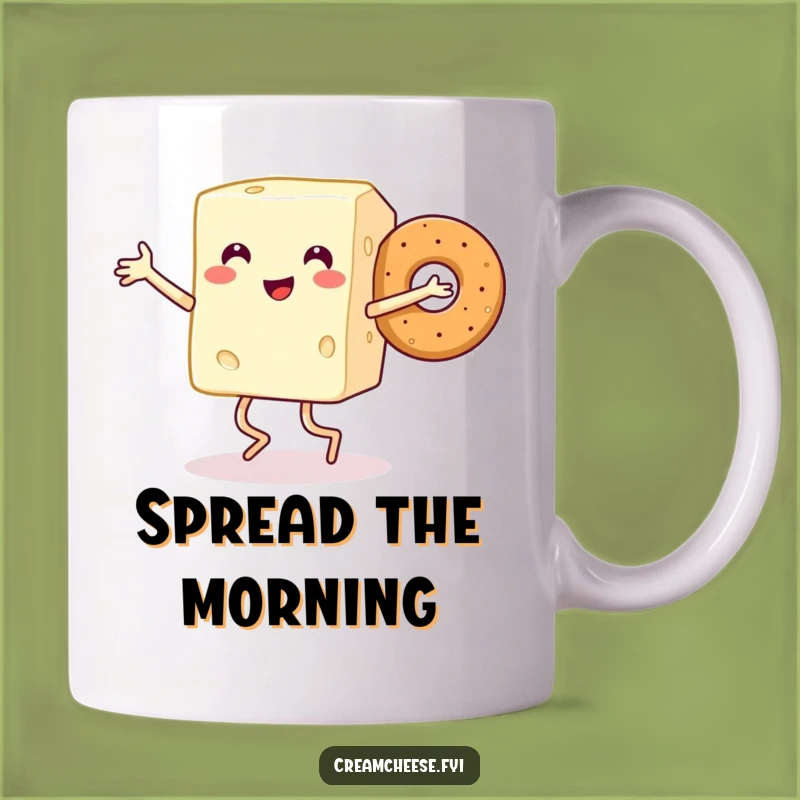 Funny Cream Cheese & Bagel Mug: Dancing Duo Joyful Breakfast, Perfect Foodie Gift