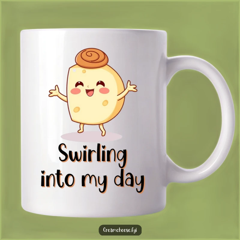 Funny Cream Cheese Dance Mug: Cinnamon Swirl Hat Fun Gift