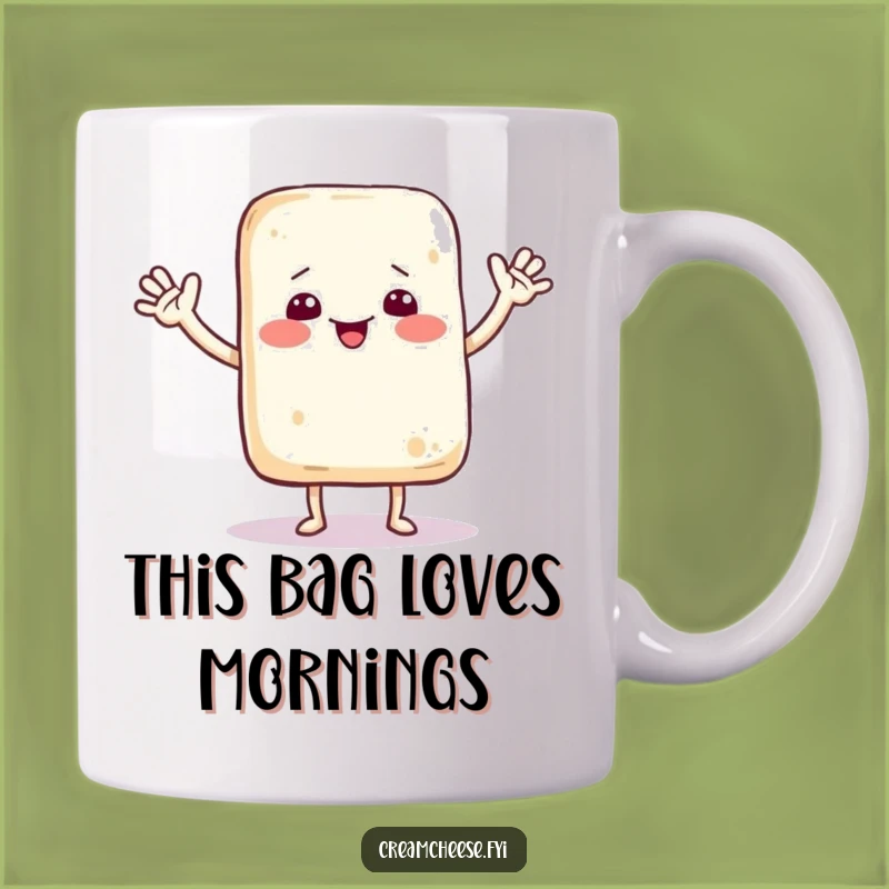 Funny Dancing Cream Cheese Bag Mug: Hilarious Cartoon Pal Gift