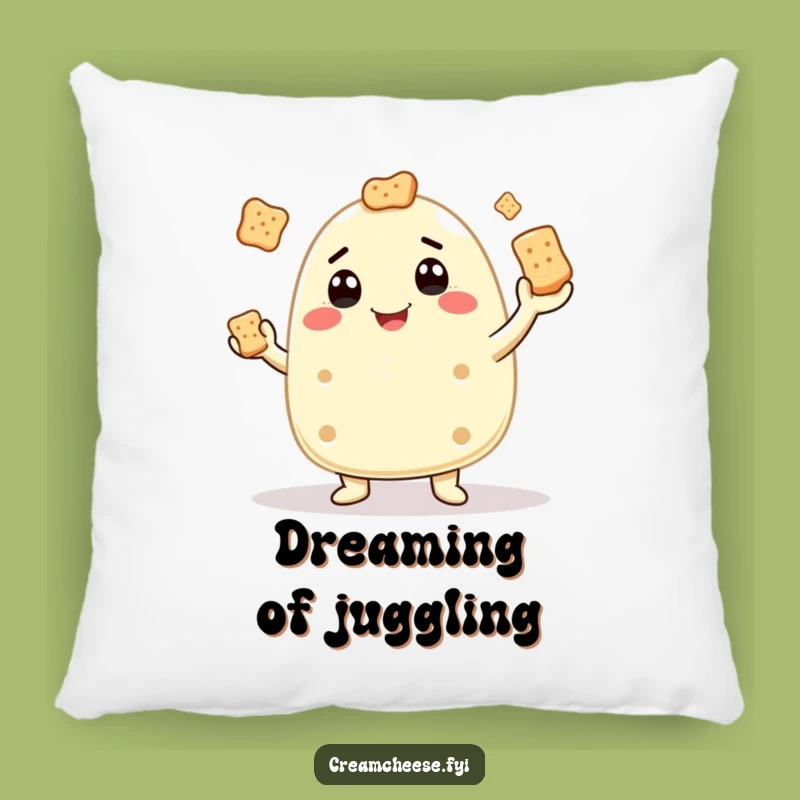 Funny Cream Cheese Juggler Pillow: Comfy Cuddles with a Cheesy Grin