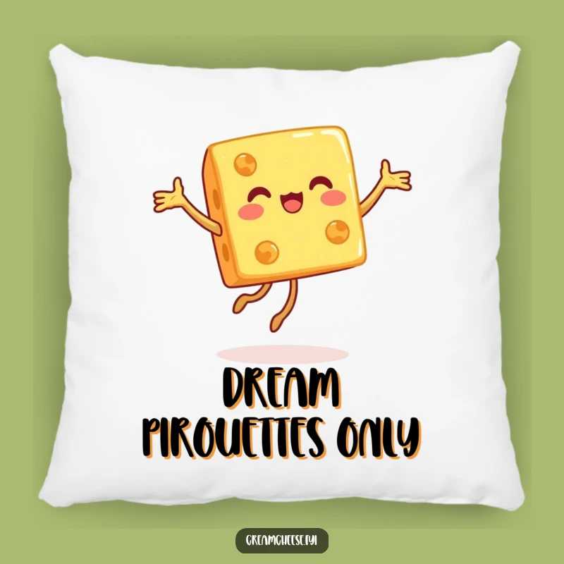 Funny Cheese Cube Pillow: Joyful Pirouette Dancer, Soft Foodie Comfort Gift!