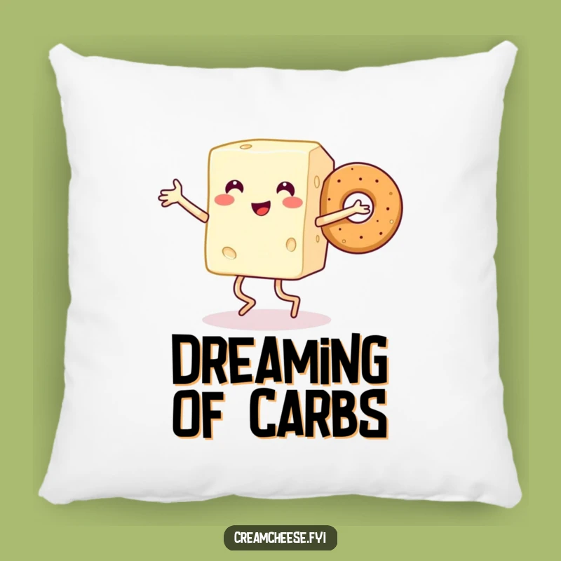 Funny Cream Cheese & Bagel Pillow: Dancing Duo Comfort, Soft Foodie Accent Gift