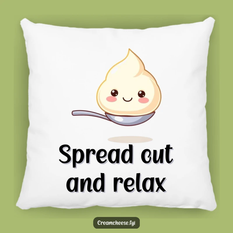 Funny Cream Cheese Dollop Pillow: Smiling Spoon Balance Comfort, Cozy & Hilarious Decor Gift