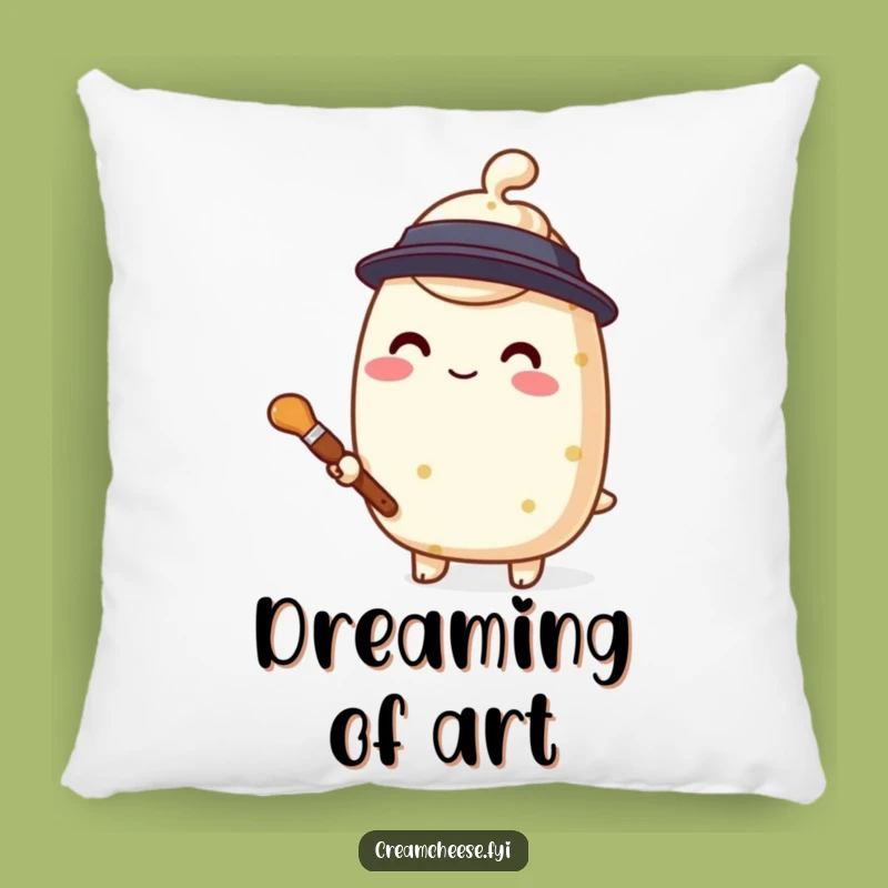 Funny Cream Cheese Painter Pillow Stylized Character Comfort