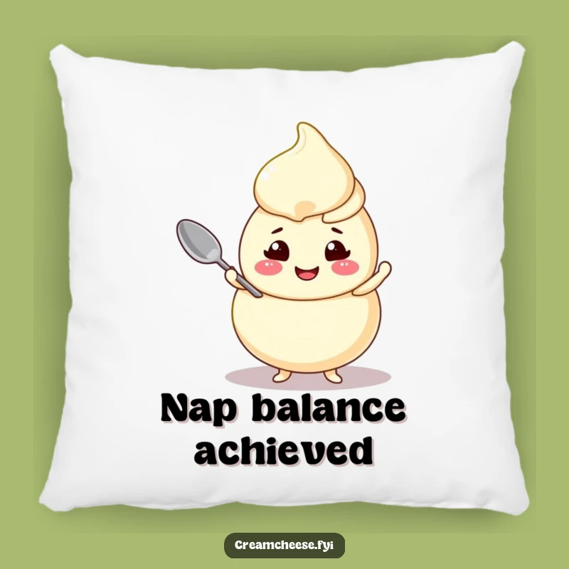 Funny Cream Cheese Swirl Pillow Cheerful Character Balancing Spoon Comfort
