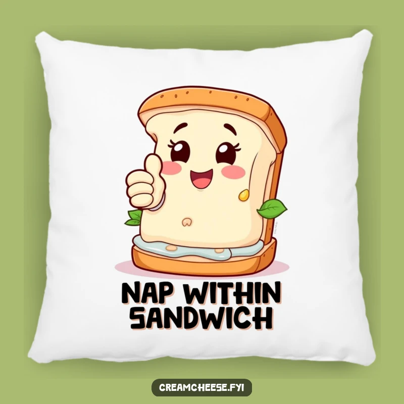 Funny Cream Cheese Sandwich Pillow: Cozy Comfort - Happy Foodie Accent