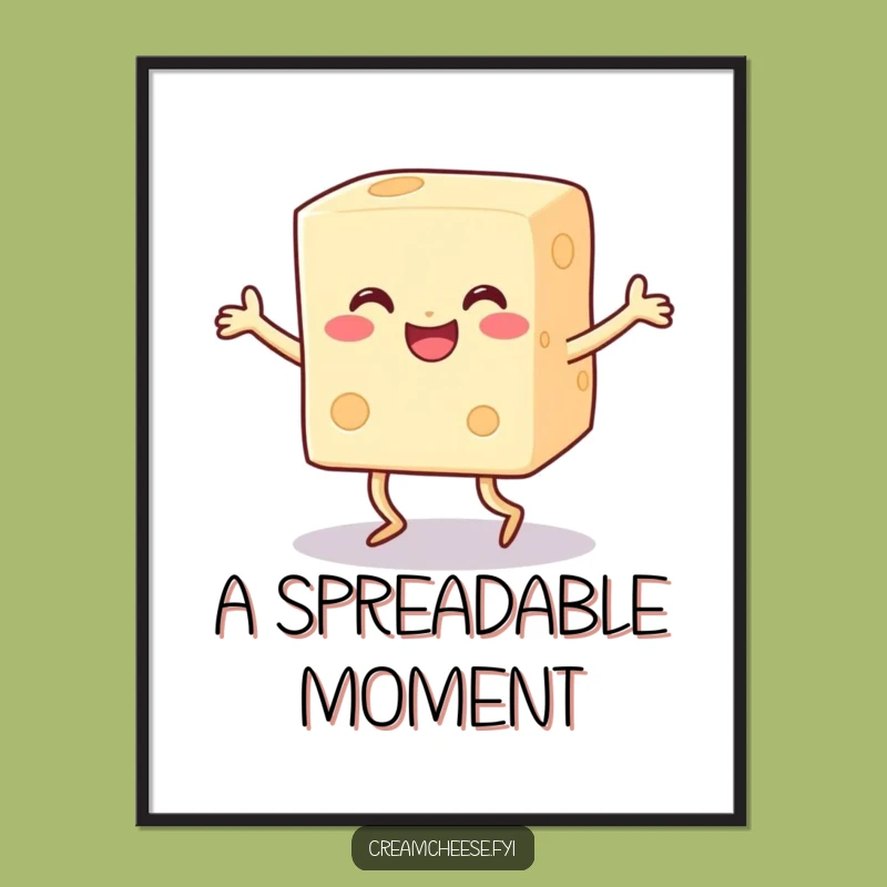 Funny Cream Cheese Dance Digital Art: Instant Humorous Kitchen Decor