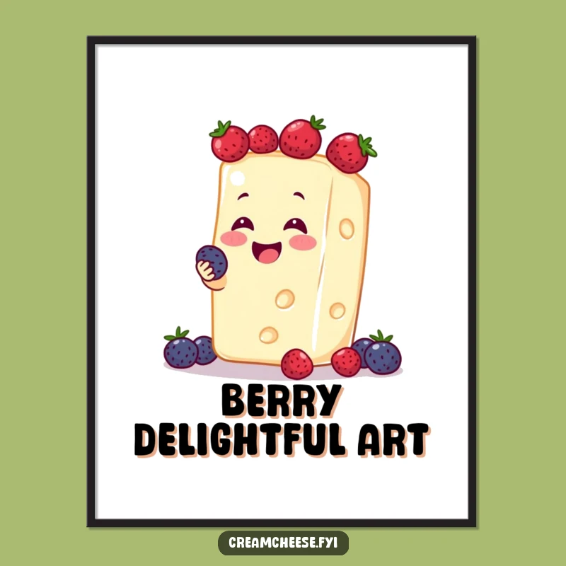 Funny Cream Cheese Berry Juggling Digital Art: Instant Joyful Decor
