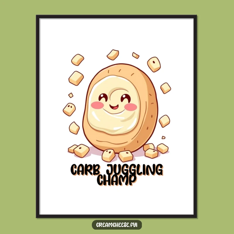 Funny Cream Cheese Juggling Bagels Digital Art: Giggling Spread Printable Gift