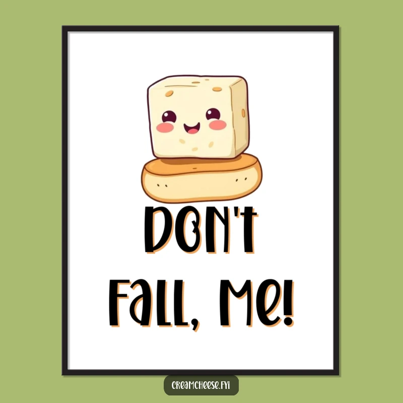 Funny Cream Cheese Bagel Digital Art: Downloadable Hilarious Breakfast Wall Decor for Your Space