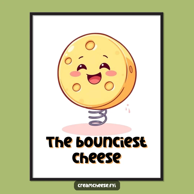 Funny Bouncing Cheese Digital Art: Hilarious Printable for Instant Foodie Decor