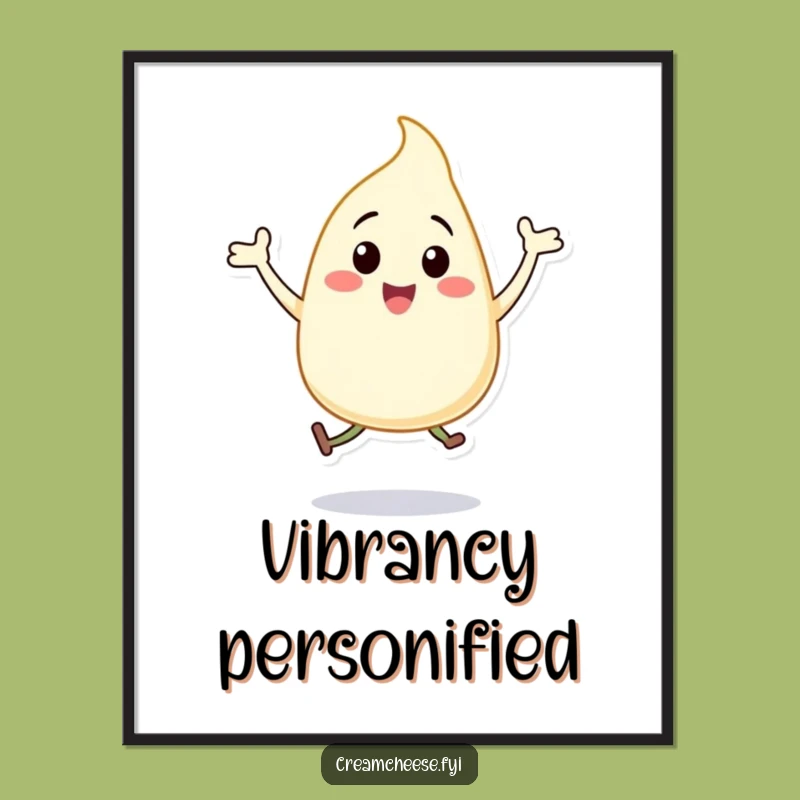 Funny Cream Cheese Dollop Digital Art Happy Jumping Jacks Character