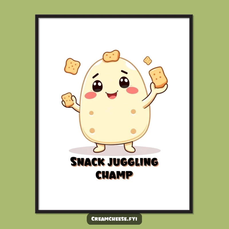 Funny Cream Cheese Juggler Digital Art: Instant Cheesy Whimsy for Your Space