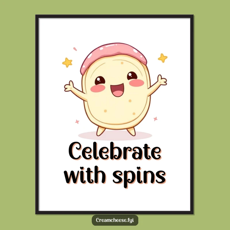 Funny Cream Cheese Roll Spin Digital Art: Delighted Dairy Printable Gift