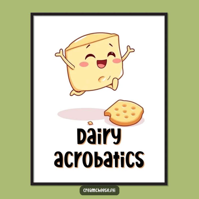 Funny Cream Cheese Wedge Digital Print - Hilarious Food Art, Instant Gift Download