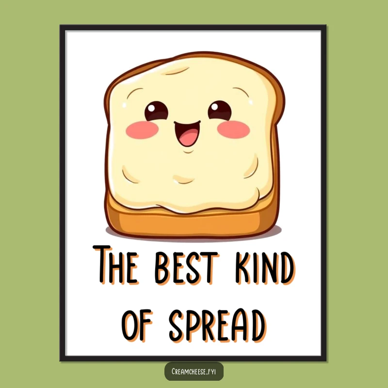 Funny Winking Cream Cheese Digital Art: Printable Humor for Breakfast Spaces