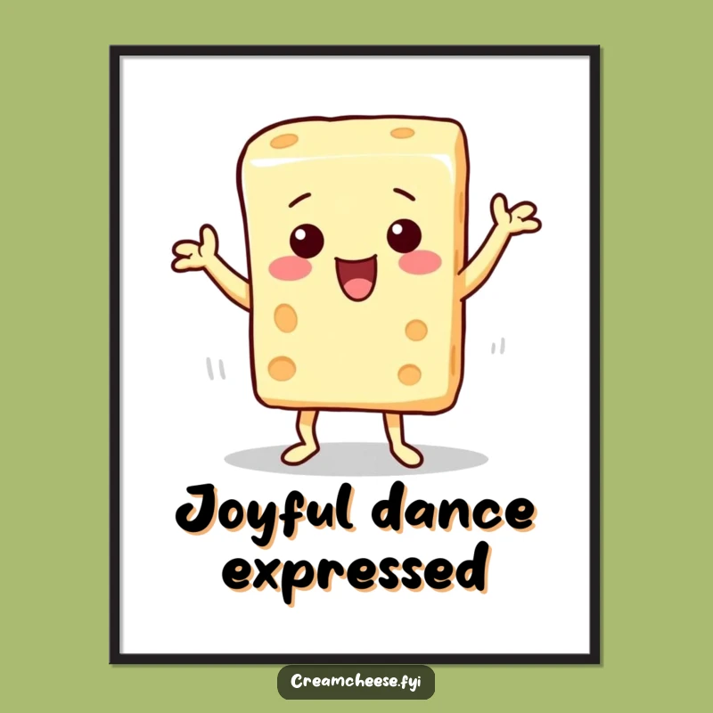 Funny Cream Cheese Digital Art: Dancing Block Printable, Instant Funny Gift Download