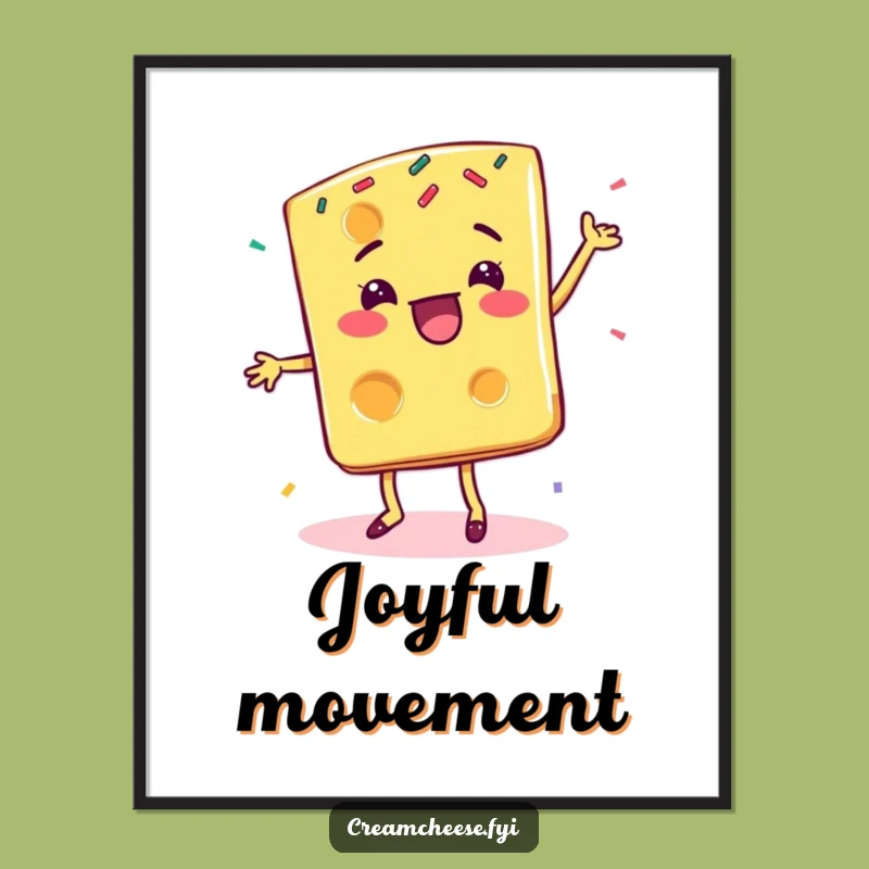 Funny Cheese Slice Digital Art: Happy Sprinkle Dance Instant Download