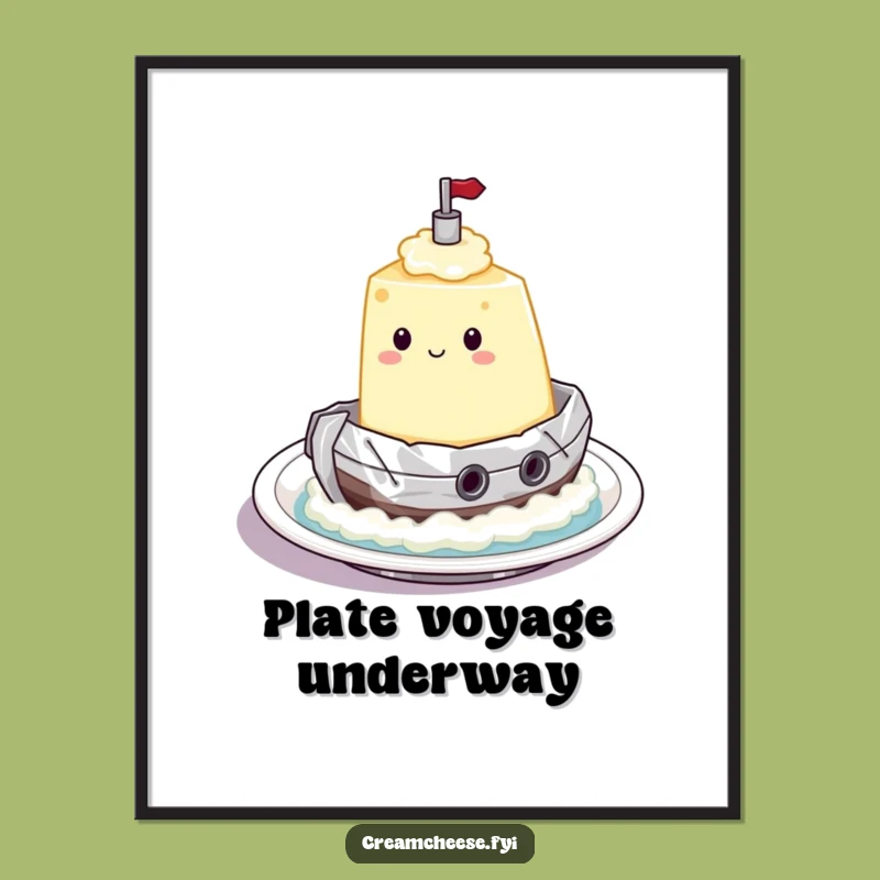 Funny Cream Cheese Tugboat Digital Art: Voyage Art for Your Walls